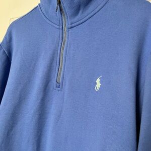 Polo Ralph Lauren Men's Big Tall 1/4 Zip Logo Sweatshirt Blue - Large